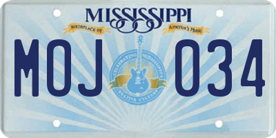 MS license plate MOJ034