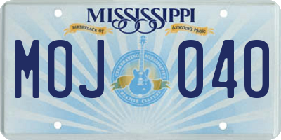 MS license plate MOJ040