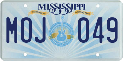 MS license plate MOJ049