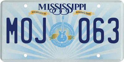 MS license plate MOJ063