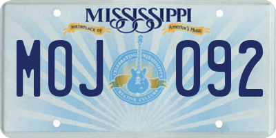 MS license plate MOJ092