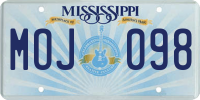 MS license plate MOJ098