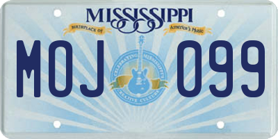 MS license plate MOJ099