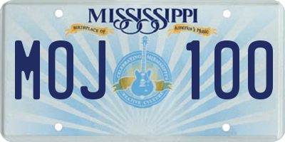 MS license plate MOJ100