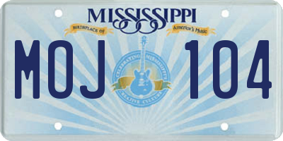 MS license plate MOJ104