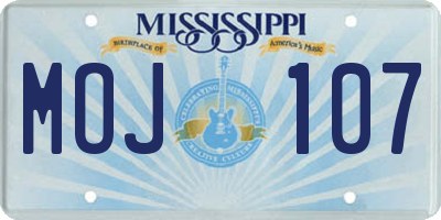MS license plate MOJ107