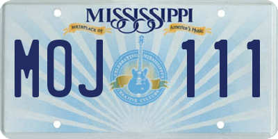 MS license plate MOJ111