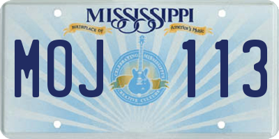 MS license plate MOJ113