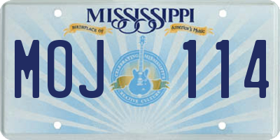 MS license plate MOJ114