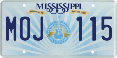 MS license plate MOJ115