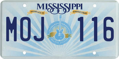 MS license plate MOJ116