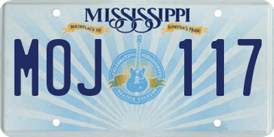 MS license plate MOJ117