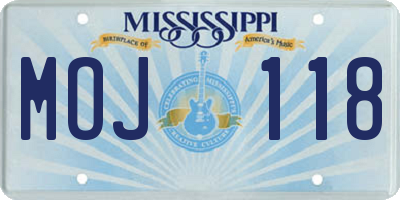 MS license plate MOJ118
