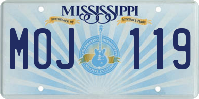 MS license plate MOJ119