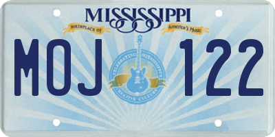 MS license plate MOJ122