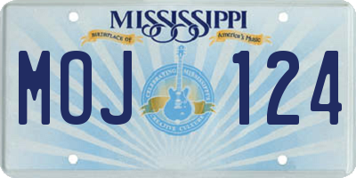MS license plate MOJ124