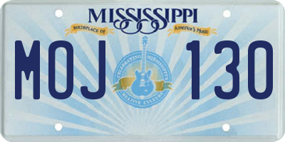 MS license plate MOJ130