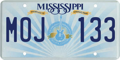 MS license plate MOJ133