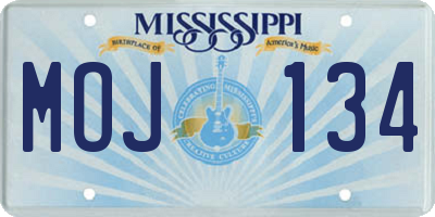 MS license plate MOJ134