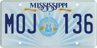 MS license plate MOJ136