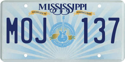 MS license plate MOJ137