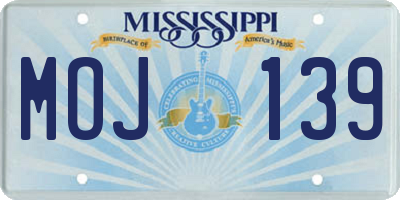 MS license plate MOJ139