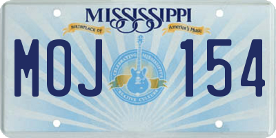 MS license plate MOJ154