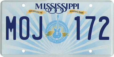 MS license plate MOJ172