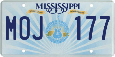 MS license plate MOJ177