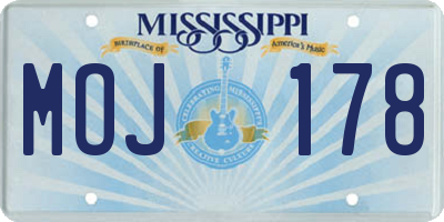 MS license plate MOJ178
