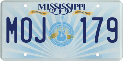 MS license plate MOJ179
