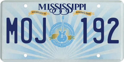 MS license plate MOJ192