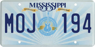 MS license plate MOJ194