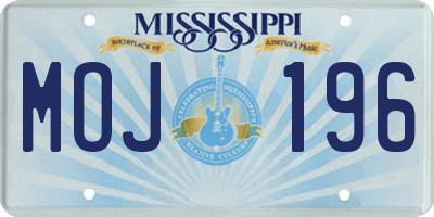 MS license plate MOJ196