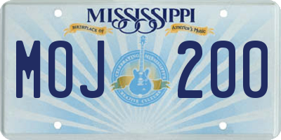 MS license plate MOJ200