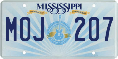 MS license plate MOJ207