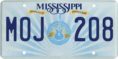 MS license plate MOJ208