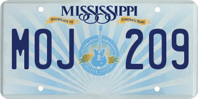 MS license plate MOJ209