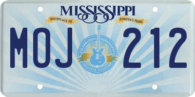 MS license plate MOJ212
