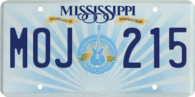 MS license plate MOJ215