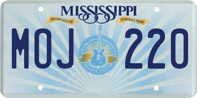 MS license plate MOJ220