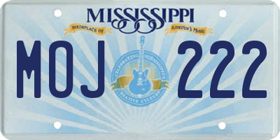 MS license plate MOJ222