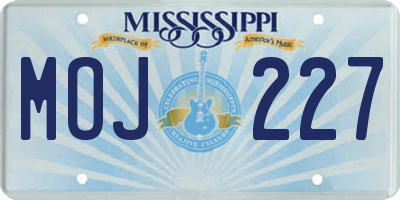 MS license plate MOJ227