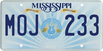 MS license plate MOJ233