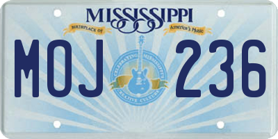 MS license plate MOJ236