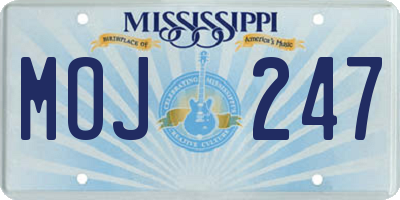 MS license plate MOJ247