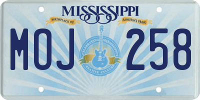 MS license plate MOJ258
