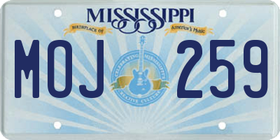 MS license plate MOJ259