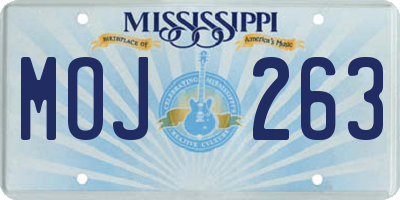 MS license plate MOJ263