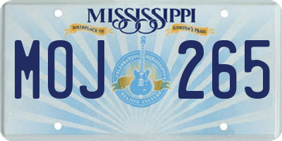 MS license plate MOJ265